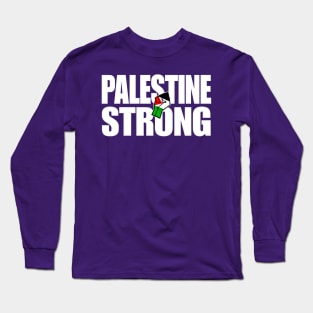 Palestine Strong - Palestine Flag Fist - Back Long Sleeve T-Shirt